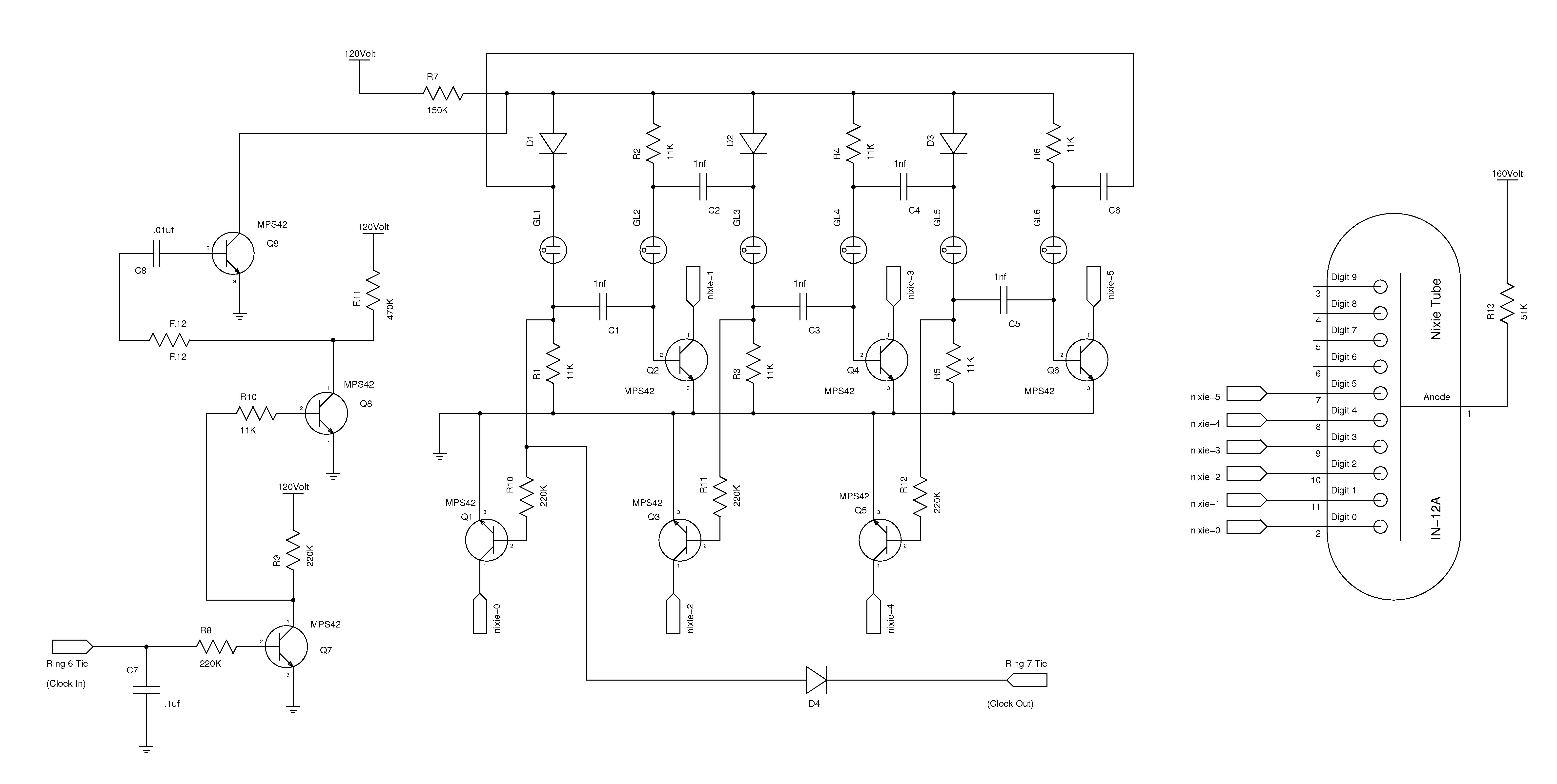 nixieneon nixie tube clock circuit description